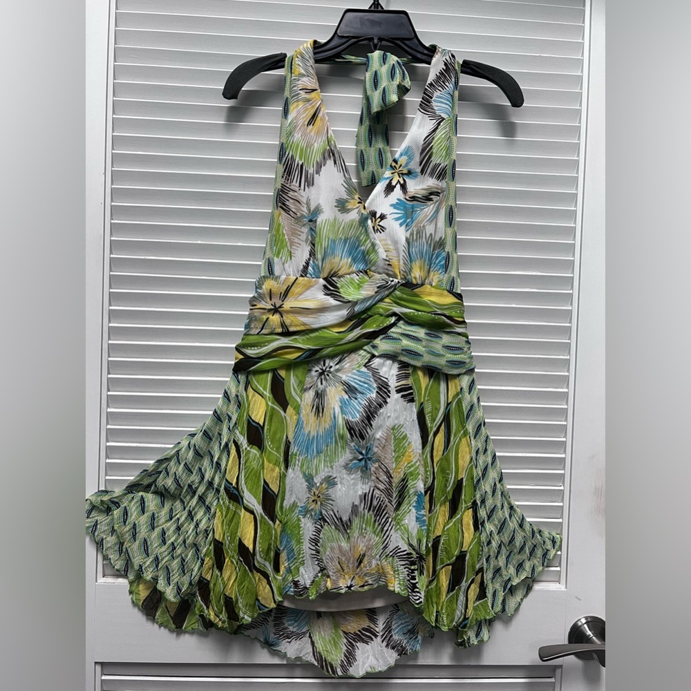 Boho halter top with flutter hem